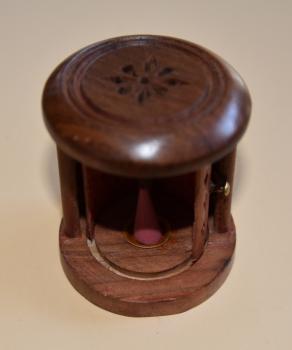 Räucherkegelhalter Sheesham Holz - Rosenholz Fäßchen